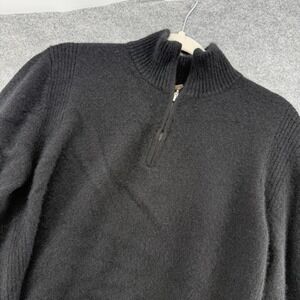 Paolo Mondo Cashmere Sweater Mens Large 1/4 Zip Old Money Timeless Black Preppy